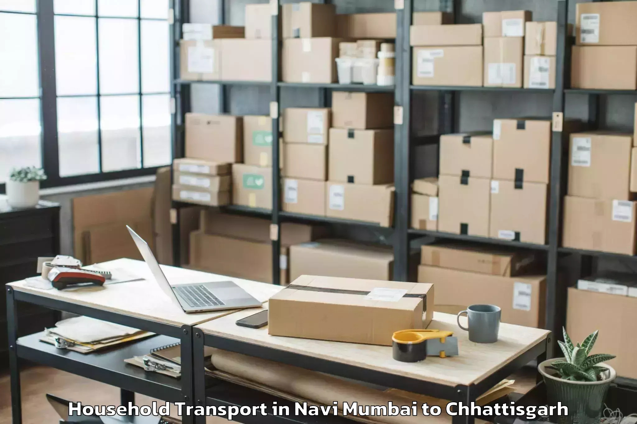 Professional Navi Mumbai to Pendra Household Transport